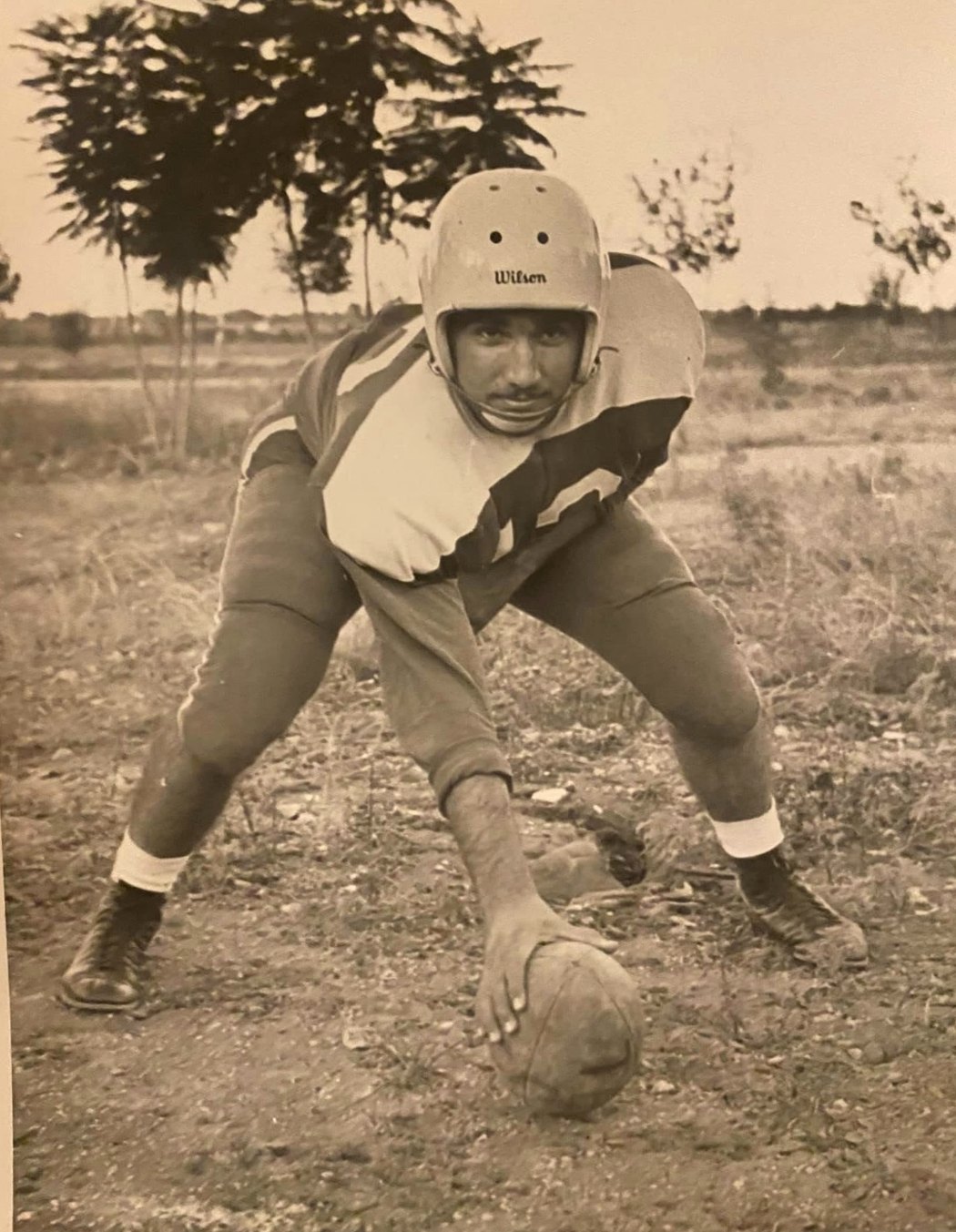 Frank's father in football gear, 1950s