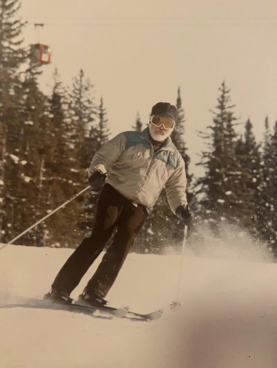 Frank's father skiing