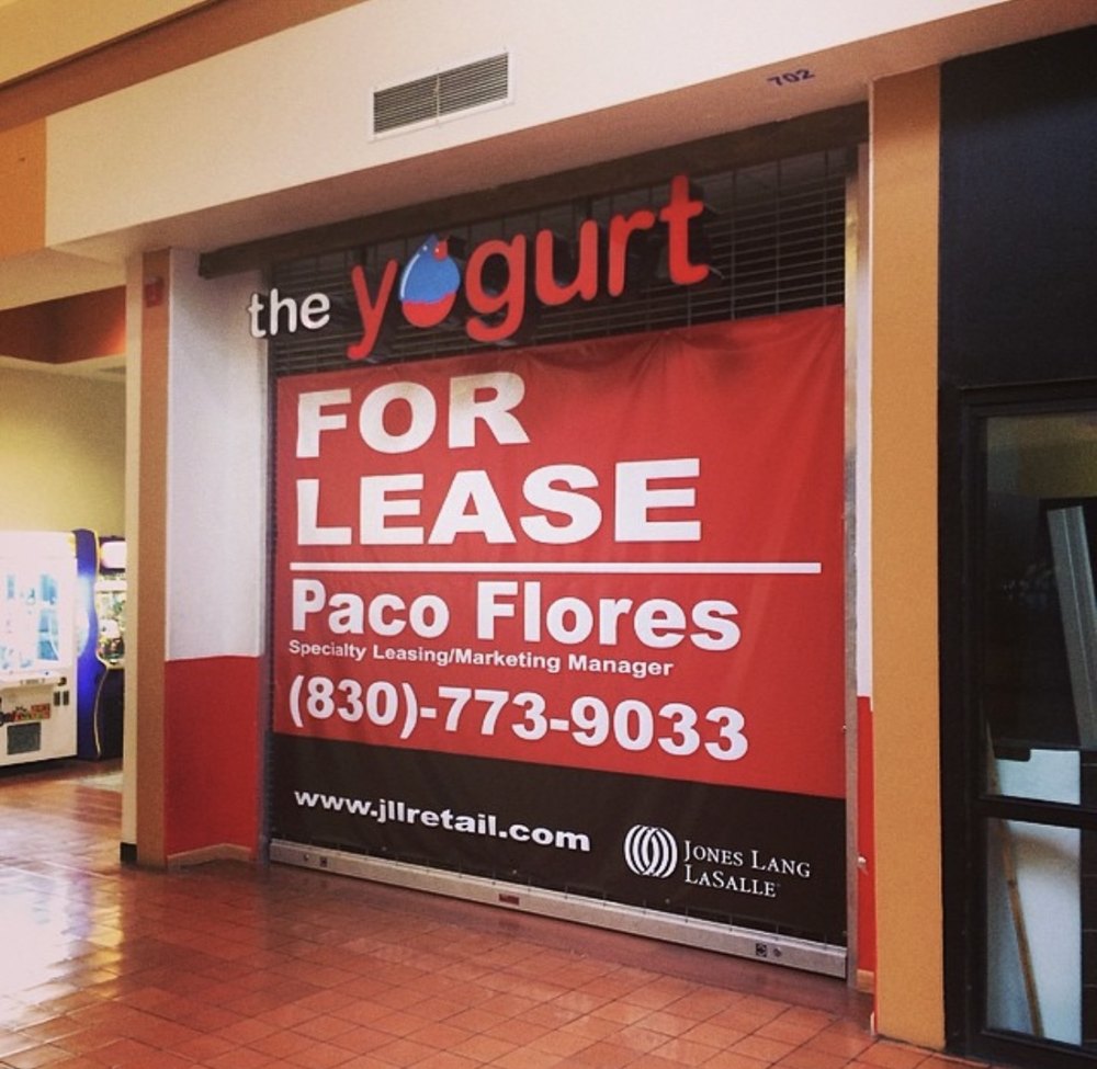 Jones Lang LaSalle FOR LEASE banner — Paco Flores, Specialty Leasing/Marketing Manager