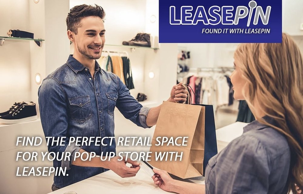 LeasePin ad — find the perfect retail space for your pop-up store