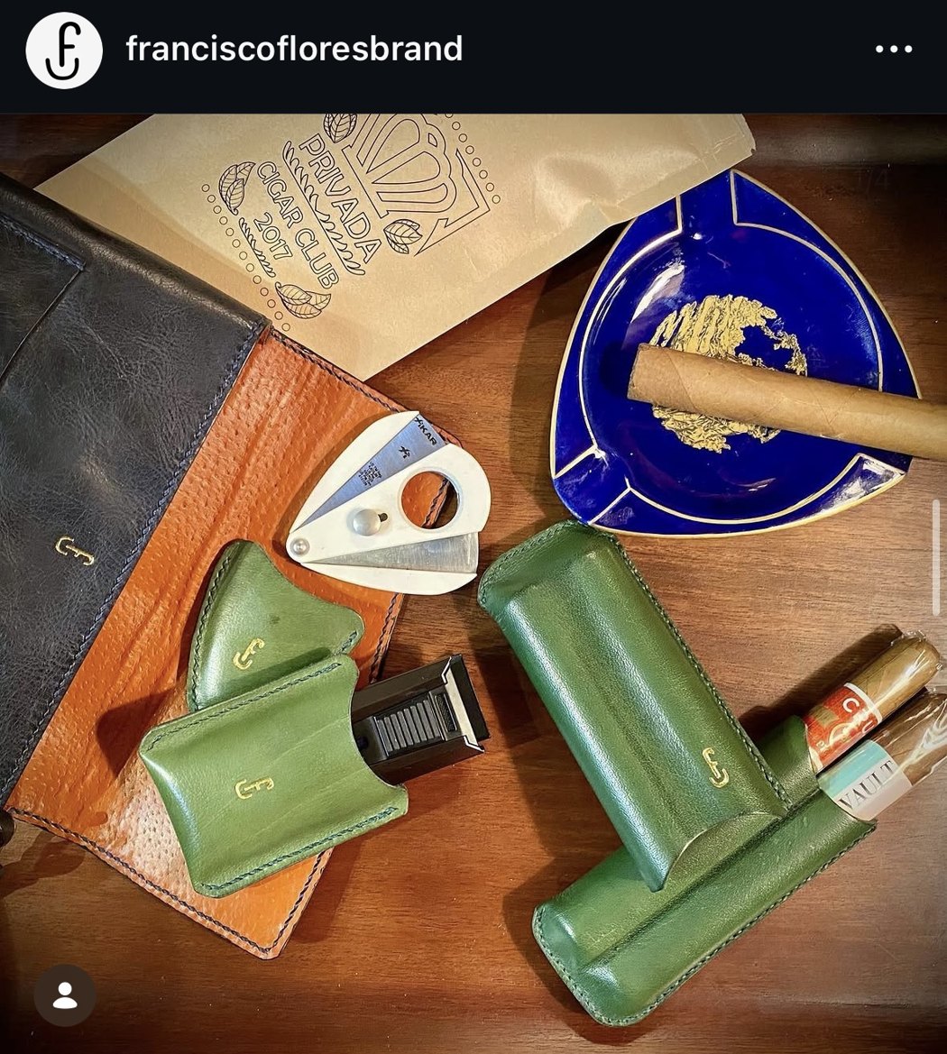 Handmade leather cigar cases and cutter sleeve