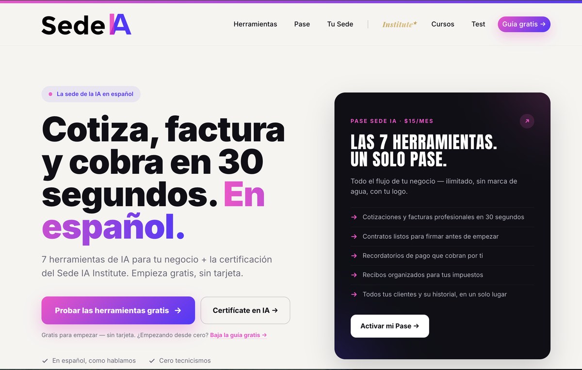 SedeIA — quote, invoice, and get paid in seconds, in Spanish